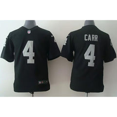 Raiders #4 Derek Carr Black Team Color Youth Stitched NFL Elite Jersey 