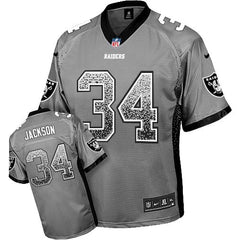 Raiders #34 Bo Jackson Grey Youth Stitched NFL Elite Drift Fashion Jersey 