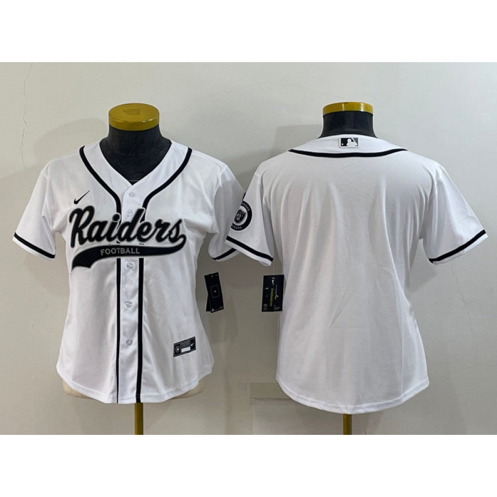 Youth Las Vegas Raiders Blank White With Patch Cool Base Stitched Baseball Jersey 