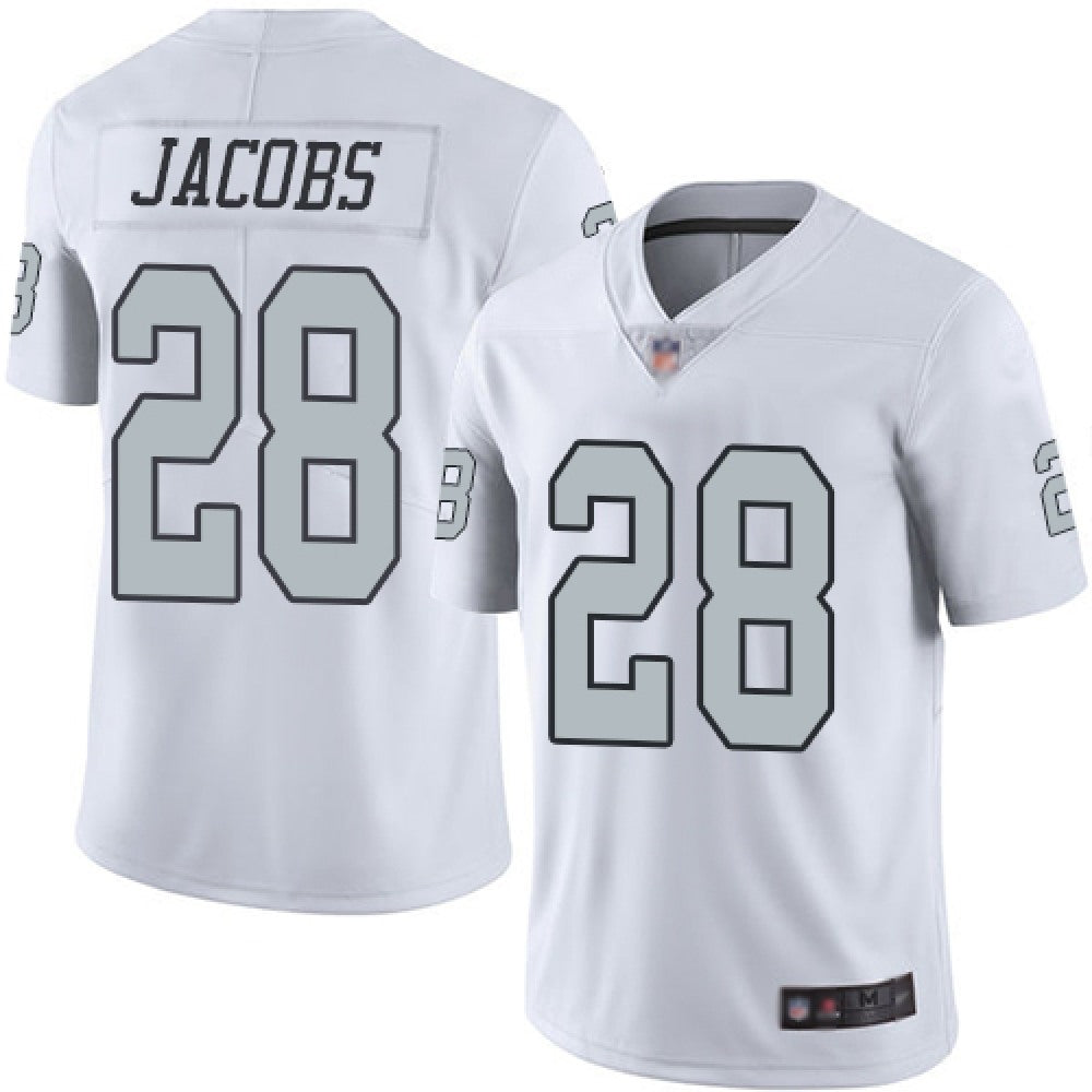 Youth Oakland Raiders #28 Josh Jacobs White Color Rush Limited Stitched NFL Jersey 