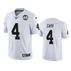 Youth Oakland Raiders #4 Derek Carr White 2019 100th Season With 60 Patch Vapor Untouchable Limited Stitched NFL Jersey 