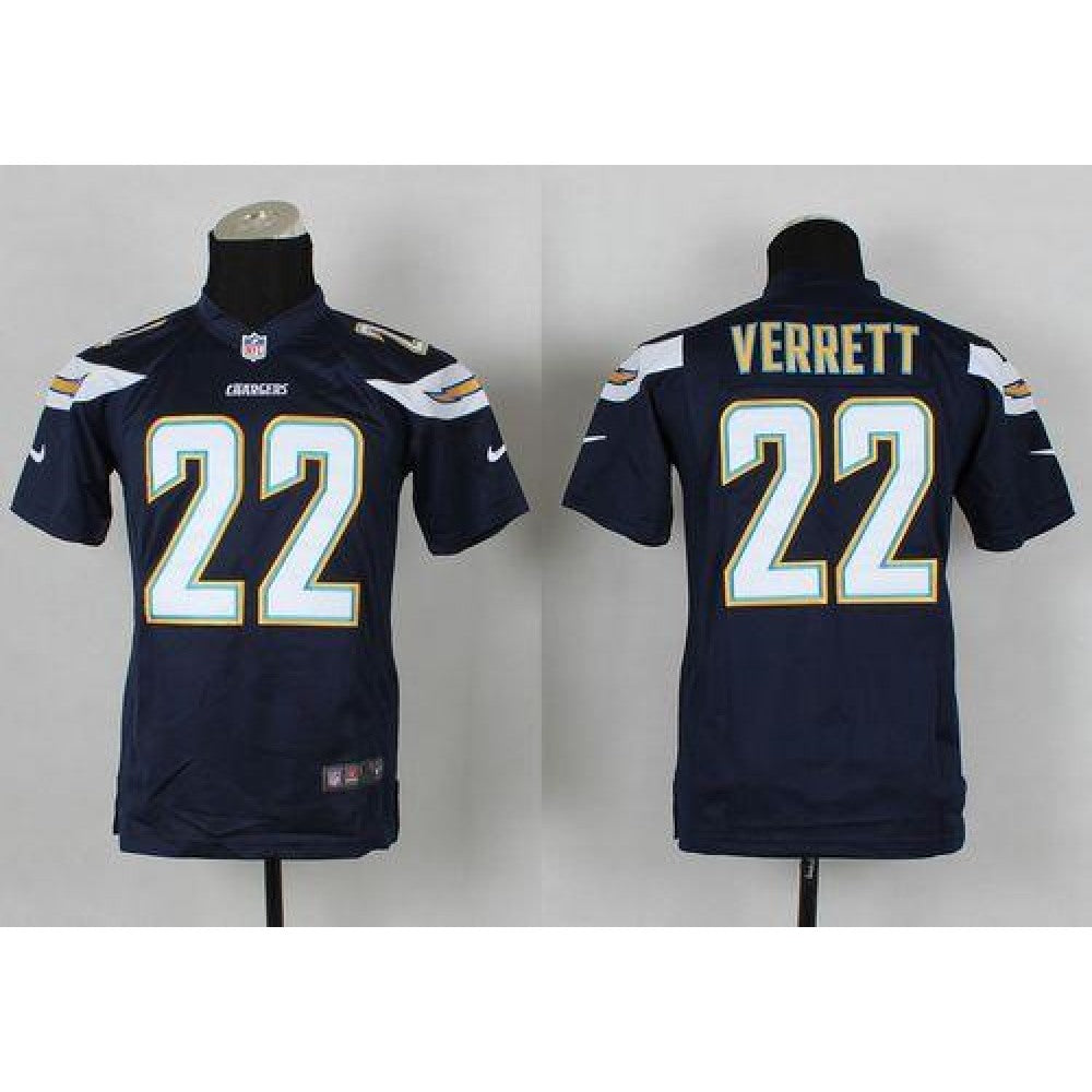 Chargers #22 Jason Verrett Navy Blue Team Color Youth Stitched NFL New Elite Jersey 