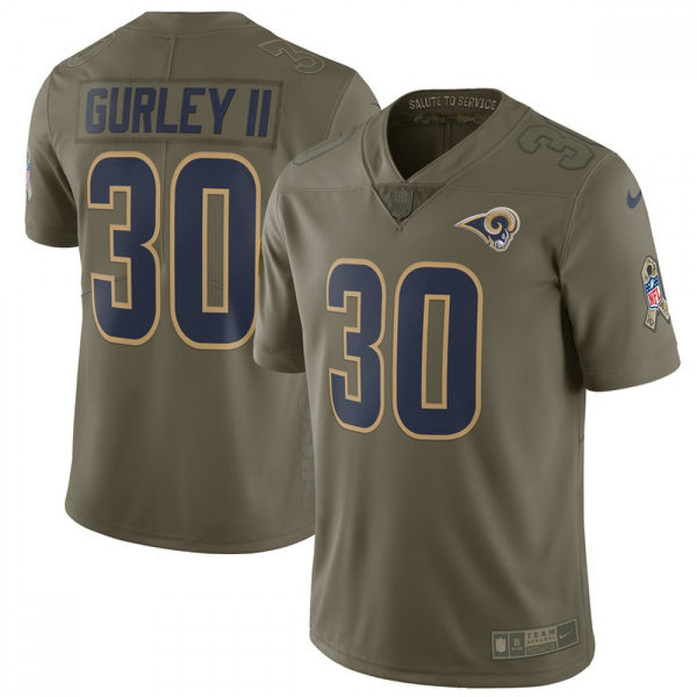 Youth Los Angeles Rams #30 Todd Gurley Olive Salute To Service Limited Stitched NFL Jersey 