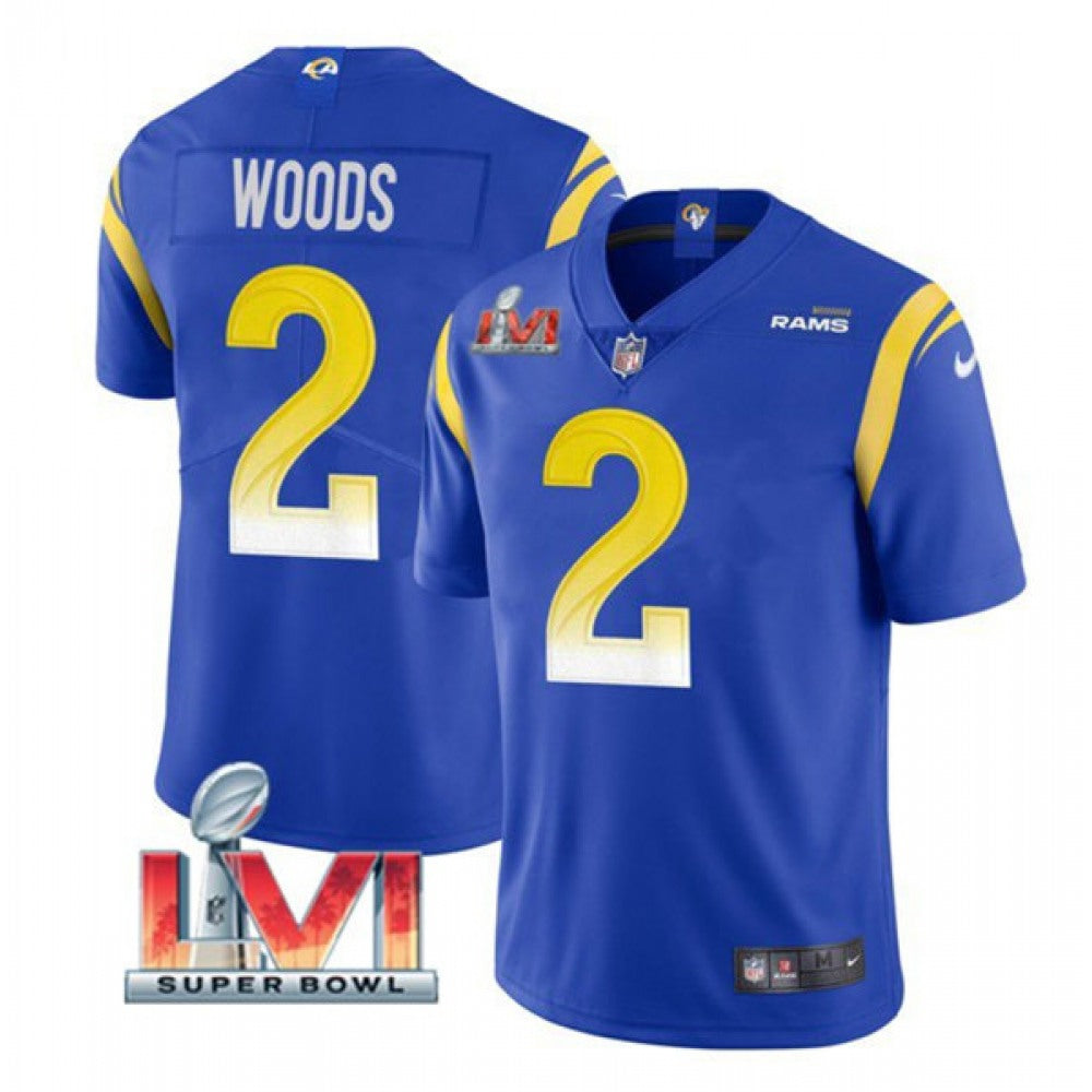 Youth Los Angeles Rams #2 Robert Woods Royal 2022 Super Bowl LVI Vapor Untouchable Limited Stitched Jersey 