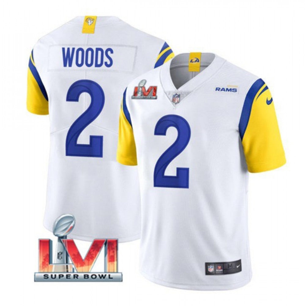 Youth Los Angeles Rams #2 Robert Woods White 2022 Super Bowl LVI Vapor Untouchable Limited Stitched Jersey 