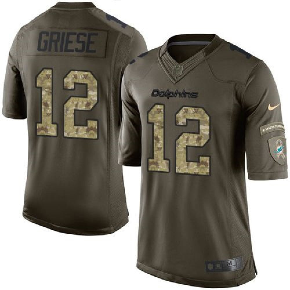Dolphins #12 Bob Griese Green Youth Stitched NFL Limited Salute to Service Jersey 