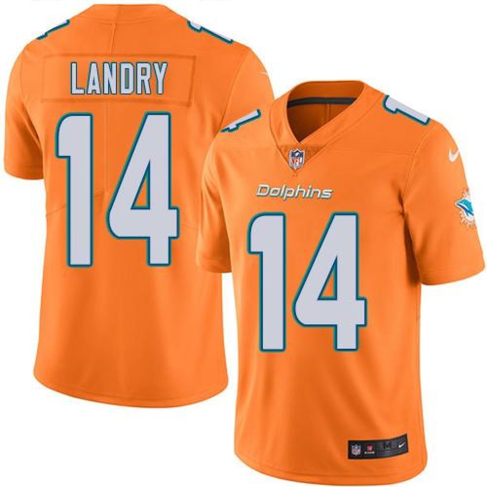 Dolphins #14 Jarvis Landry Orange Youth Stitched NFL Limited Rush Jersey 