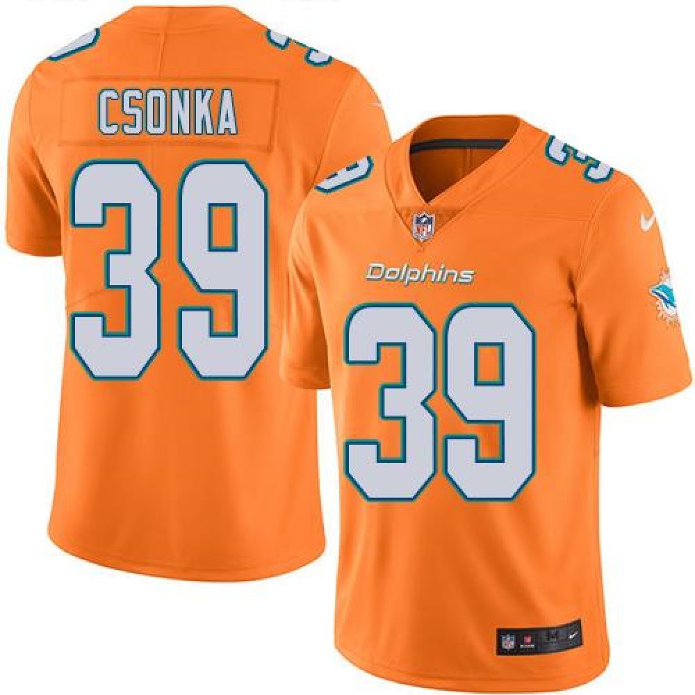 Dolphins #39 Larry Csonka Orange Youth Stitched NFL Limited Rush Jersey 