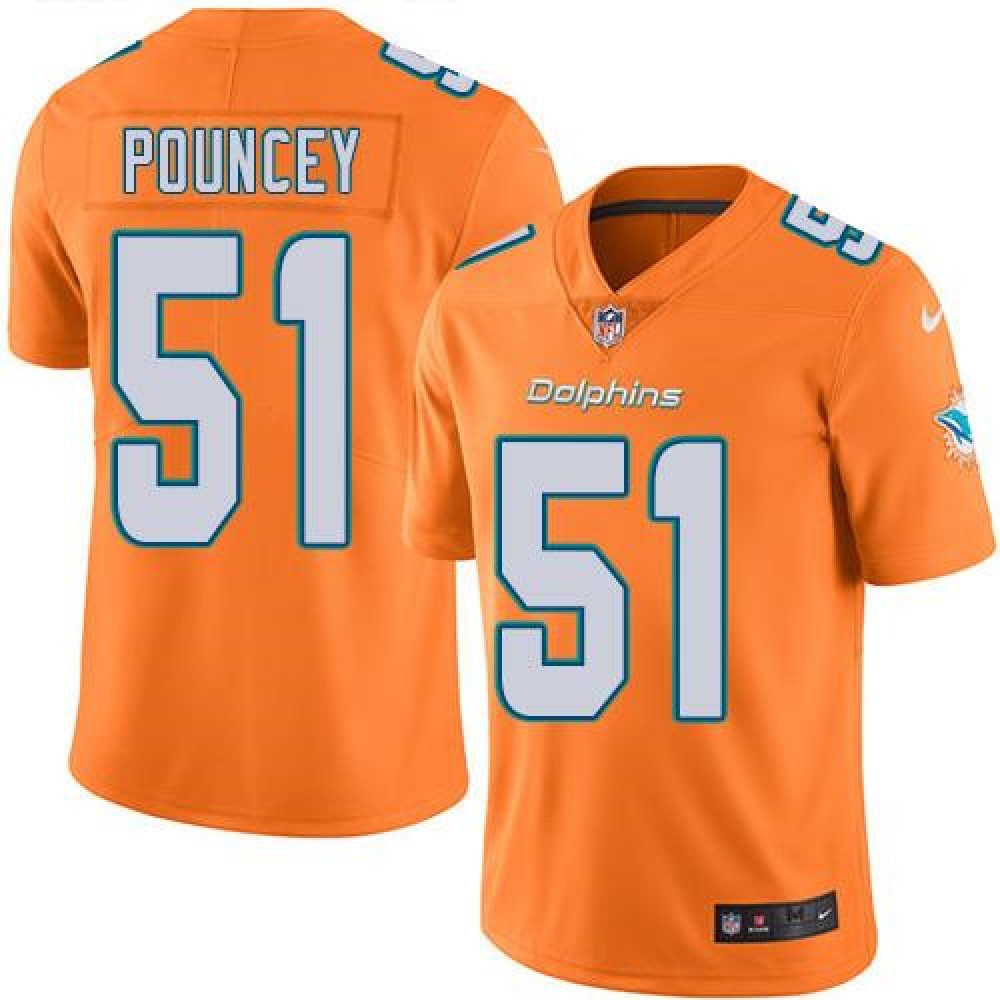 Dolphins #51 Mike Pouncey Orange Youth Stitched NFL Limited Rush Jersey 