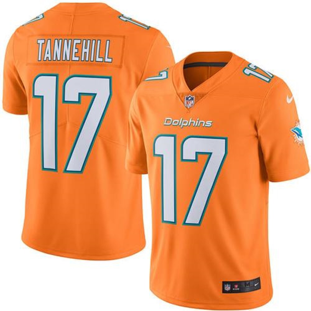 Dolphins #17 Ryan Tannehill Orange Youth Stitched NFL Limited Rush Jersey 