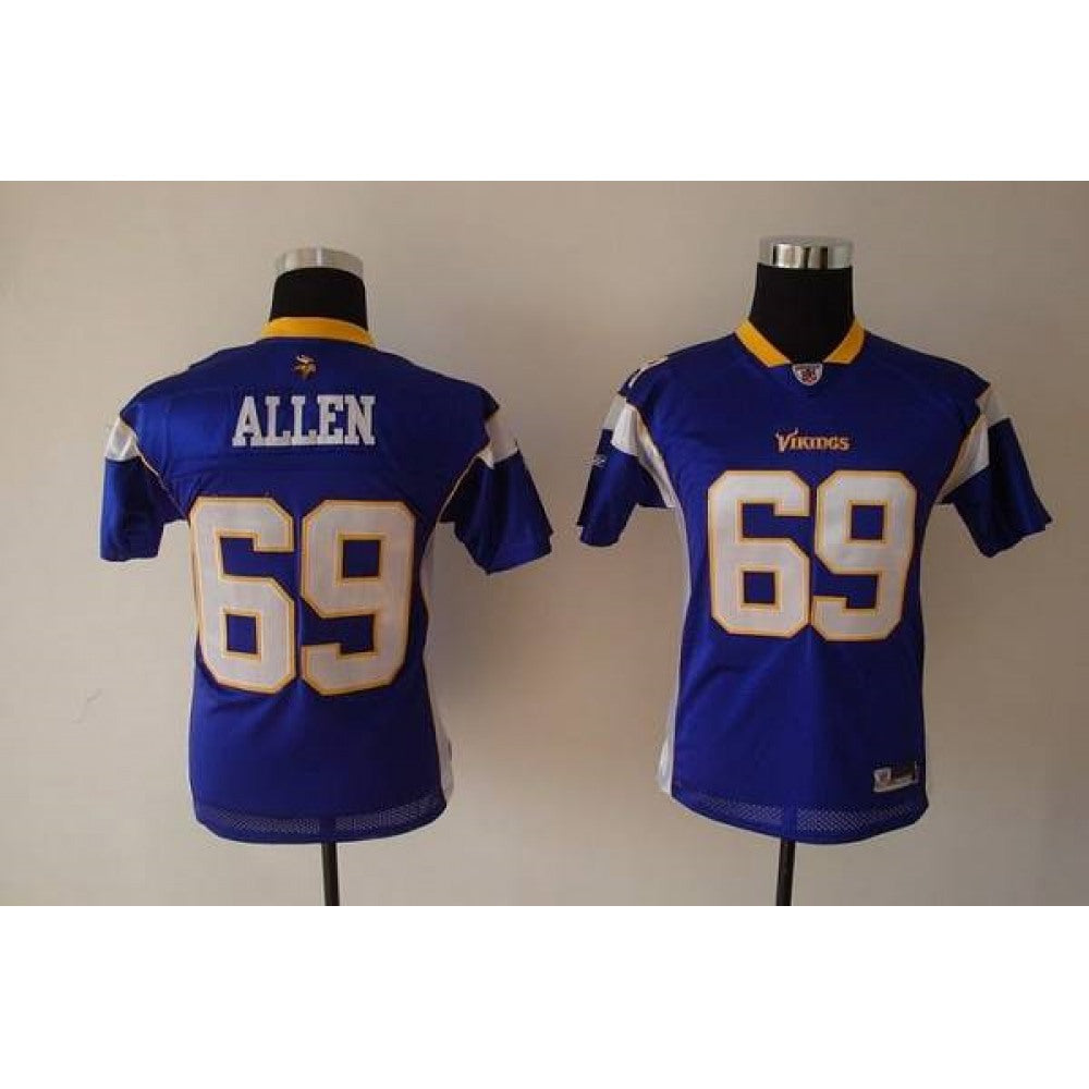 Vikings #69 Jared Allen Purple Stitched Youth NFL Jersey 