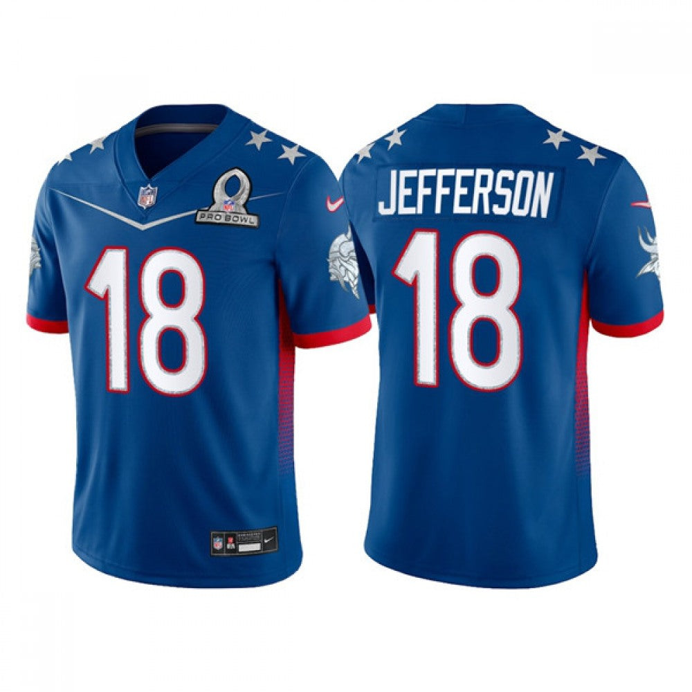 Youth Minnesota Vikings #18 Justin Jefferson 2022 Royal Pro Bowl Stitched Jersey 