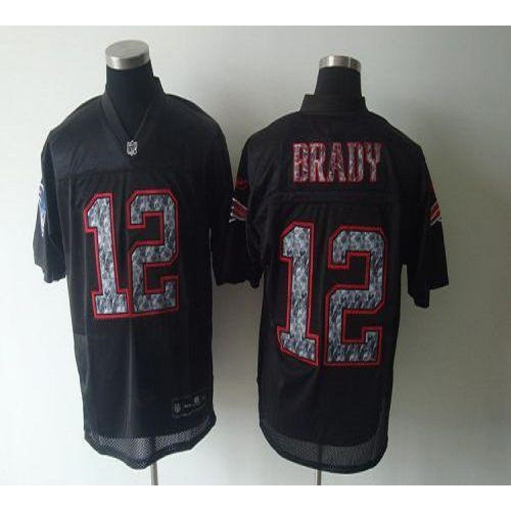Sideline Black United Patriots #12 Tom Brady Black Stitched Youth NFL Jersey 