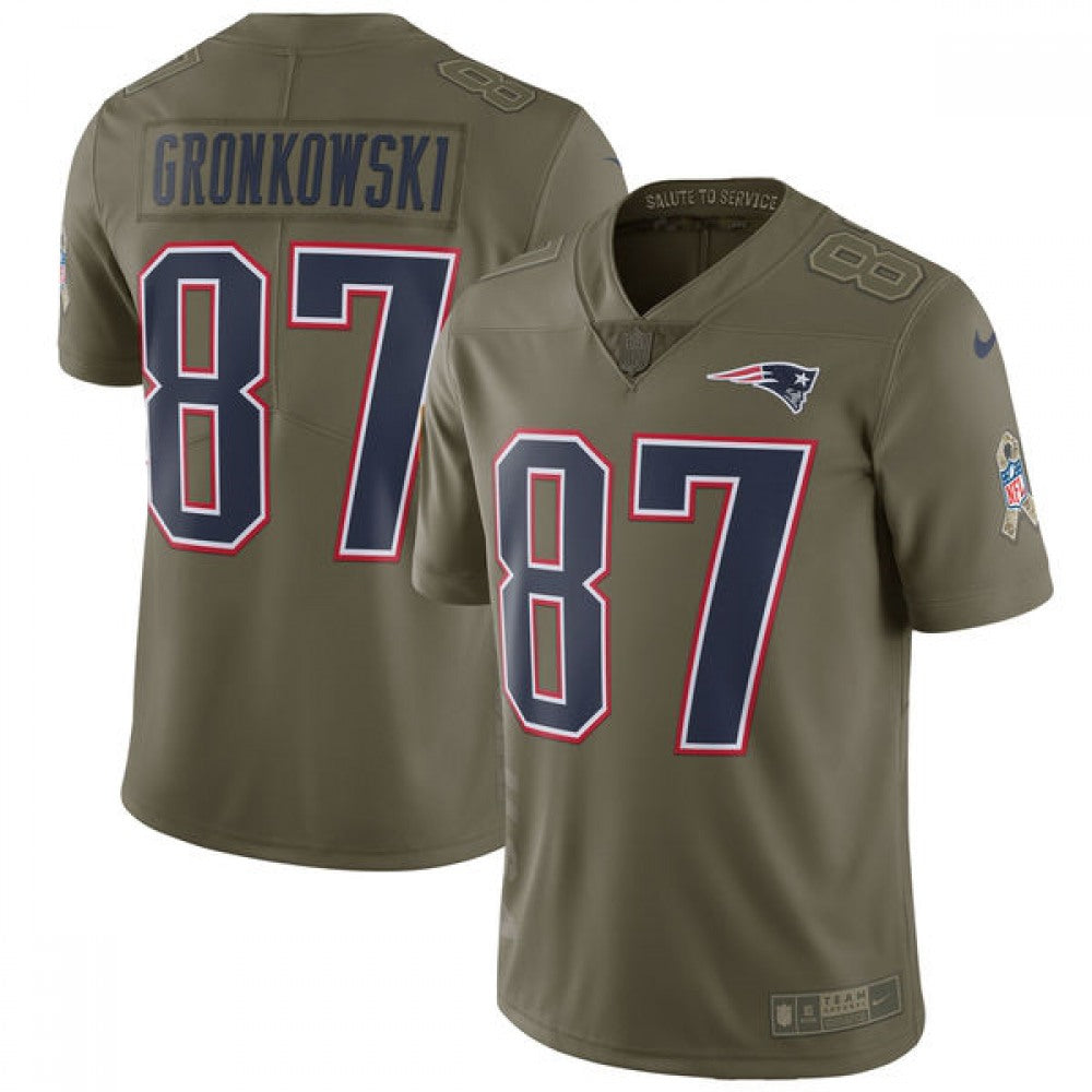 Youth New England Patriots #87 Rob Gronkowski Olive Salute To Service Limited Stitched NFL Jersey 