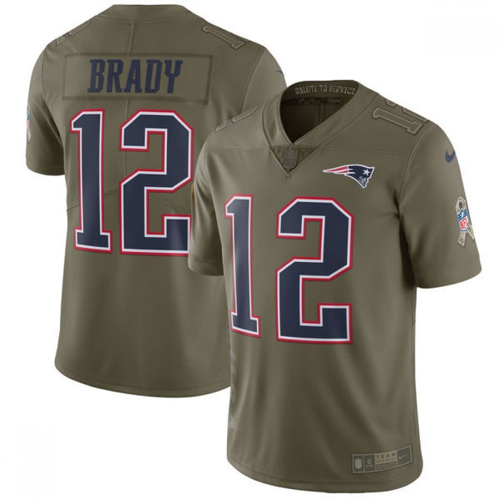 Youth New England Patriots #12 Tom Brady Olive Salute to Service Limited Stitched NFL Jersey 