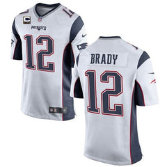 Patriots #12 Tom Brady White With C Patch Youth Stitched NFL New Elite Jersey 