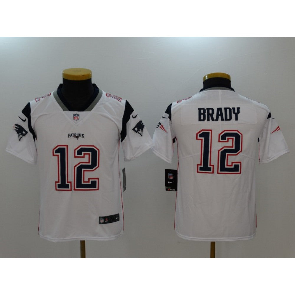 Youth New England Patriots #12 Tom Brady White Vapor Untouchable Limited Jersey 