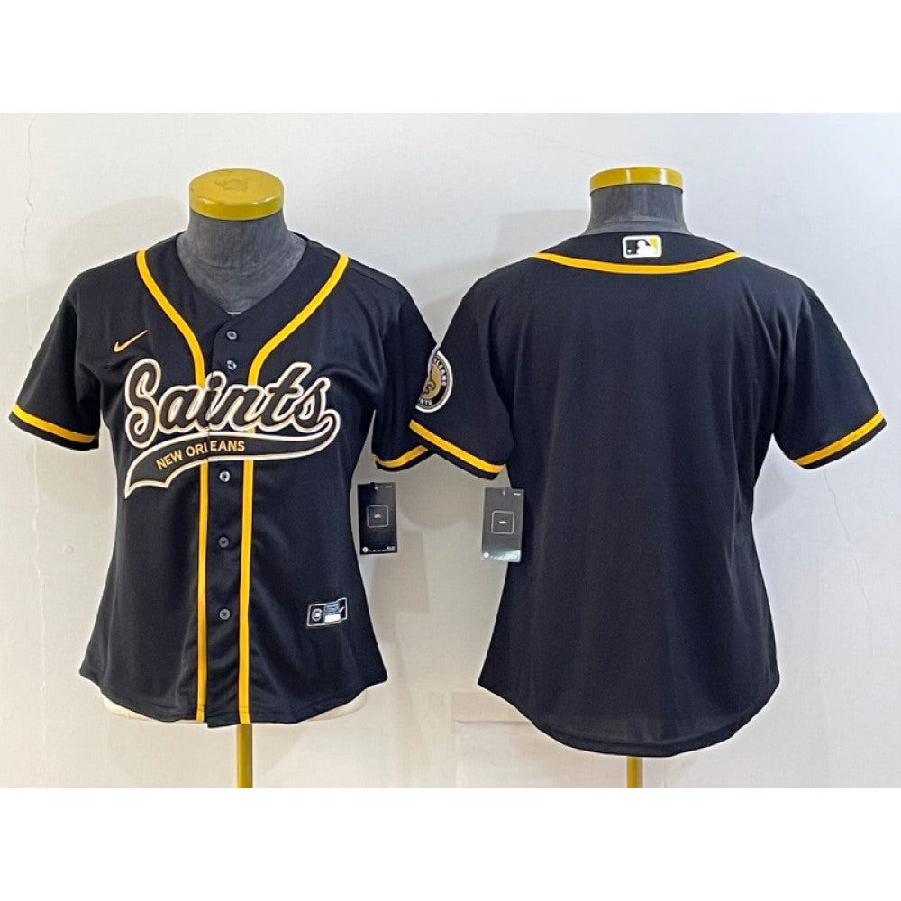 Youth New Orleans Saints Blank Black With Patch Cool Base Stitched Baseball Jersey 