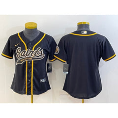 Youth New Orleans Saints Blank Black With Patch Cool Base Stitched Baseball Jersey 