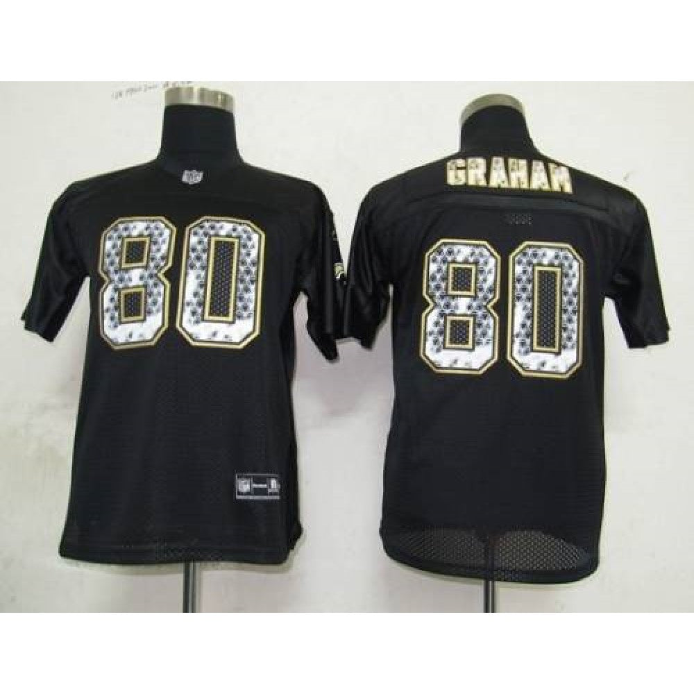 Sideline Black United Saints #80 Jimmy Graham Black Stitched Youth NFL Jersey 