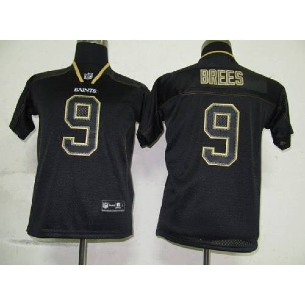 Saints #9 Drew Brees Lights Out Black Stitched Youth NFL Jersey 