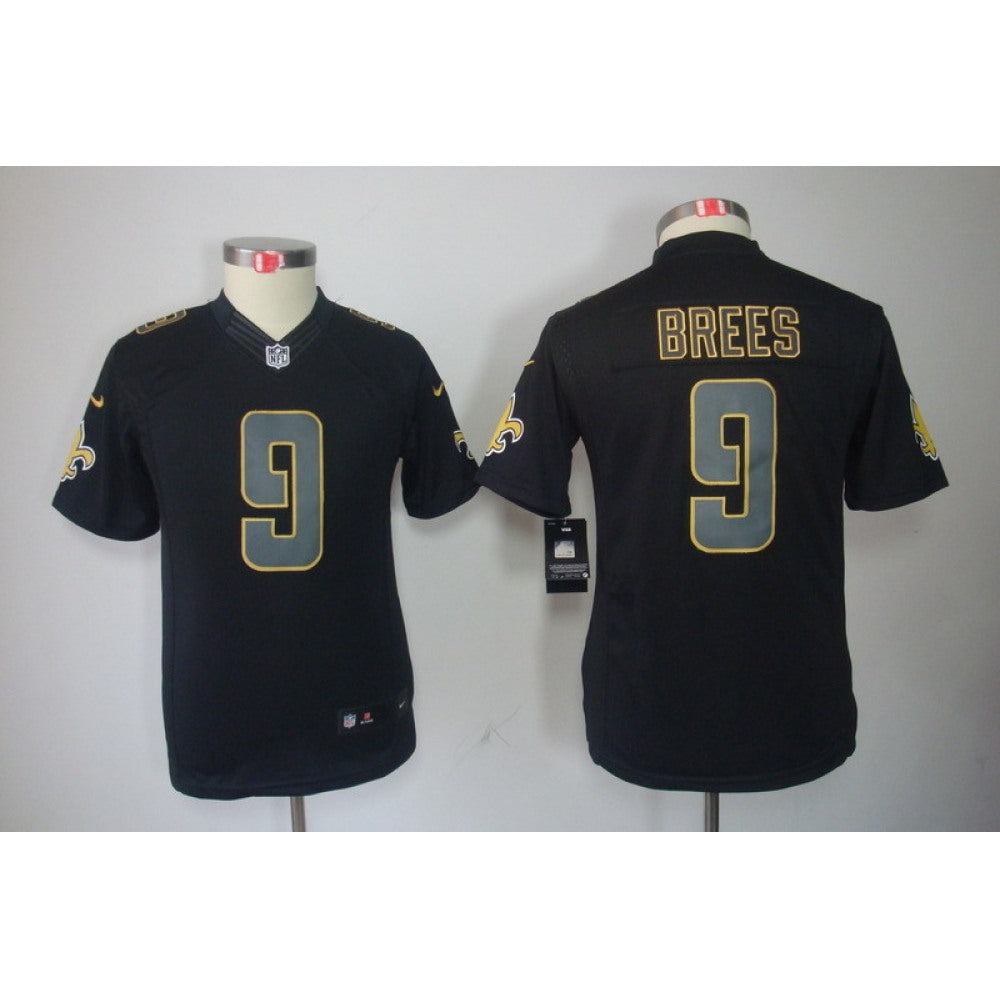 Youth New Orleans Saints #9 Drew Brees Black 2018 Impact Limited Stitched NFL Jersey 