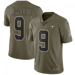 Youth New Orleans Saints #9 Drew Brees Olive Salute To Service Limited Stitched NFL Jersey 