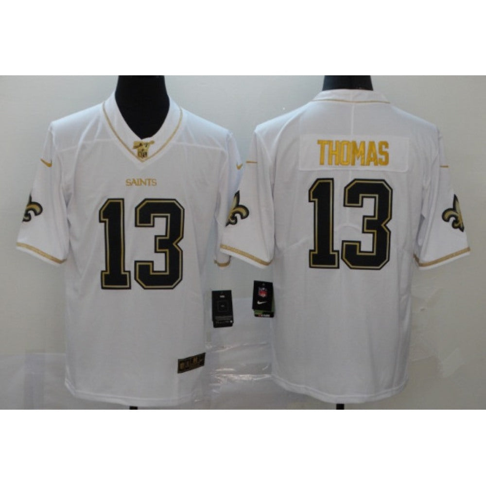 Youth New Orleans Saints #13 Michael Thomas White Gold 100th Season Stitched NFL Jersey 