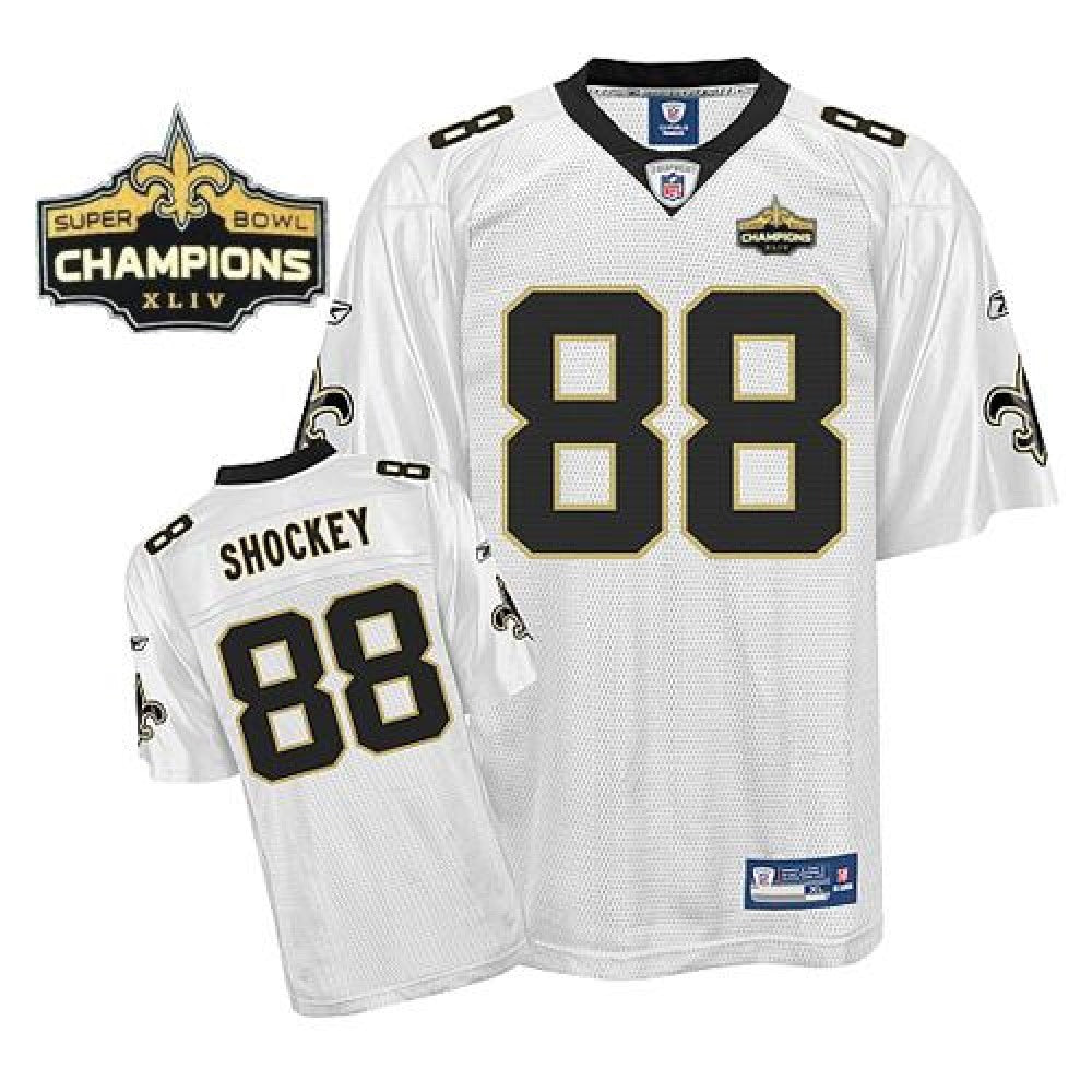 Saints #88 Jeremy Shockey White Super Bowl XLIV 44 Champions Stitched Youth NFL Jersey 
