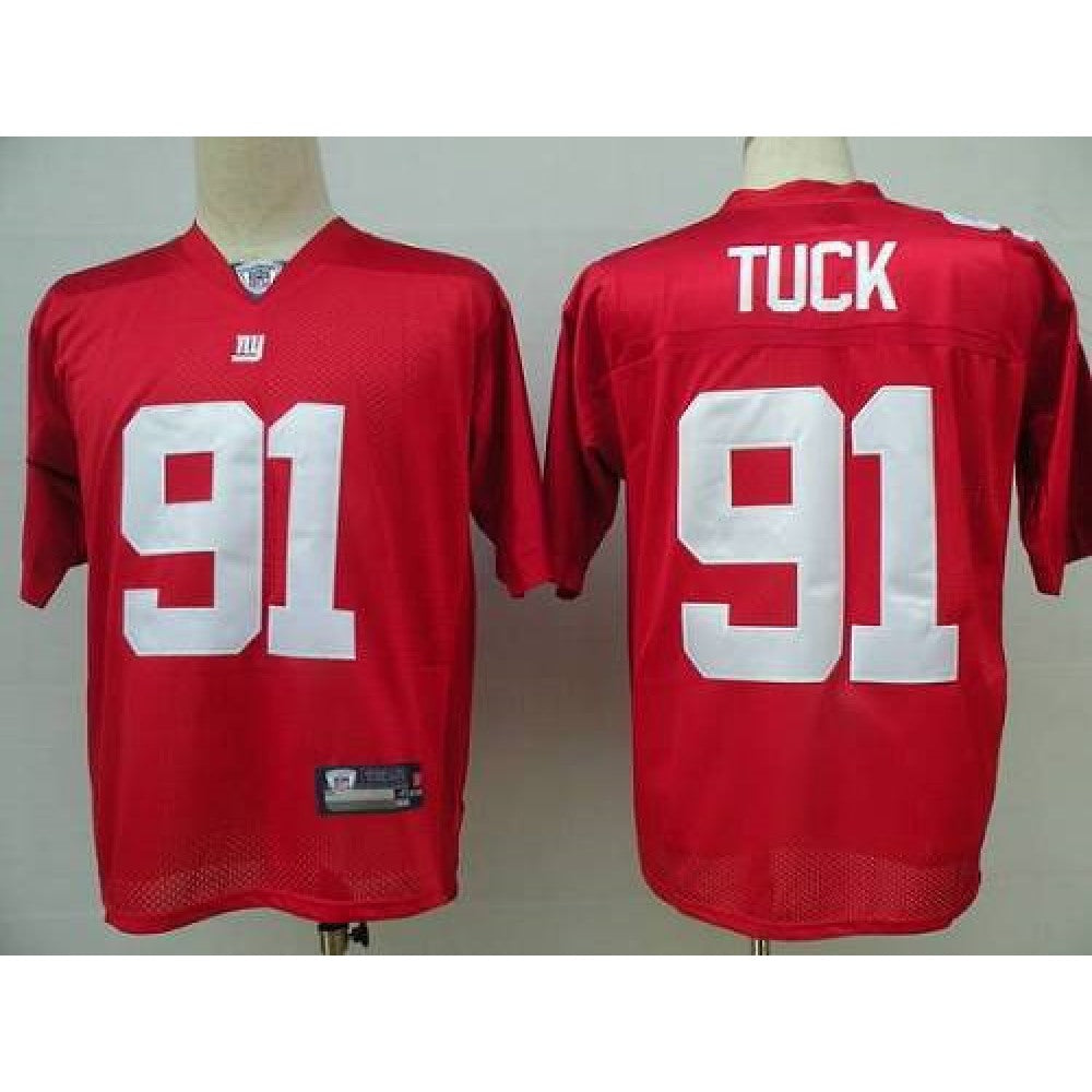 Giants #91 Justin Tuck Red Stitched Youth NFL Jersey 
