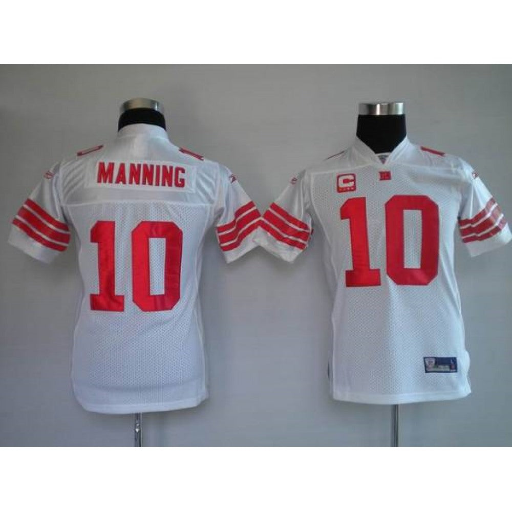 Giants #10 Eli Manning White Stitched Youth NFL Jersey 