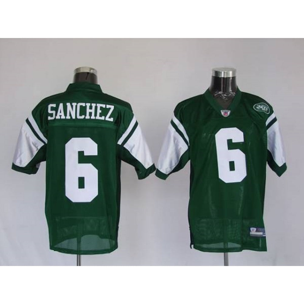 Jets #6 Mark Sanchez Green Stitched Youth NFL Jersey 