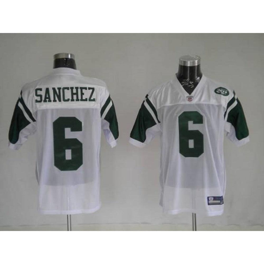 Jets #6 Mark Sanchez White Stitched Youth NFL Jersey 