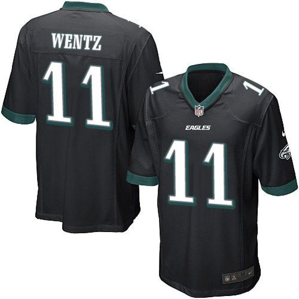 Eagles #11 Carson Wentz Black Alternate Youth Stitched NFL New Elite Jersey 