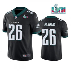 Youth Philadelphia Eagles #26 Miles Sanders Black Super Bowl LVII Patch Vapor Untouchable Limited Stitched Football Jersey 