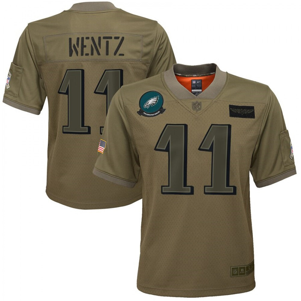 Youth Philadelphia Eagles #11 Carson Wentz 2019 Camo Salute To Service Stitched NFL Jersey 