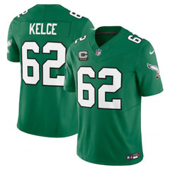 Youth Philadelphia Eagles #62 Jason Kelce Green 2023 F.U.S.E. With C Patch Stitched Football Jersey 