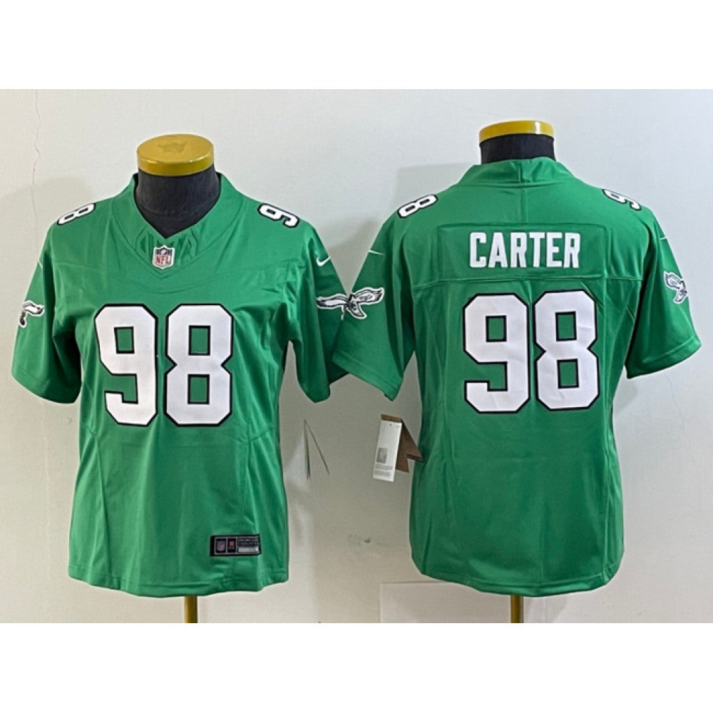 Youth Philadelphia Eagles #98 Jalen Carter Green 2023 F.U.S.E. Stitched Football Jersey 