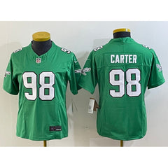 Youth Philadelphia Eagles #98 Jalen Carter Green 2023 F.U.S.E. Stitched Football Jersey 