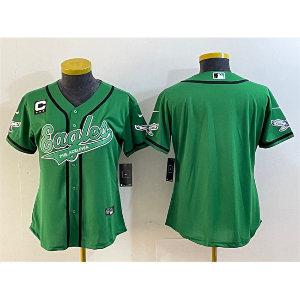Youth Philadelphia Eagles Blank Green With 3-Star C Patch Cool Base Stitched Baseball Jersey 