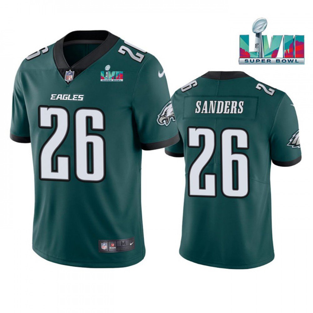 Youth Philadelphia Eagles #26 Miles Sanders Green Super Bowl LVII Patch Vapor Untouchable Limited Stitched Football Jersey 