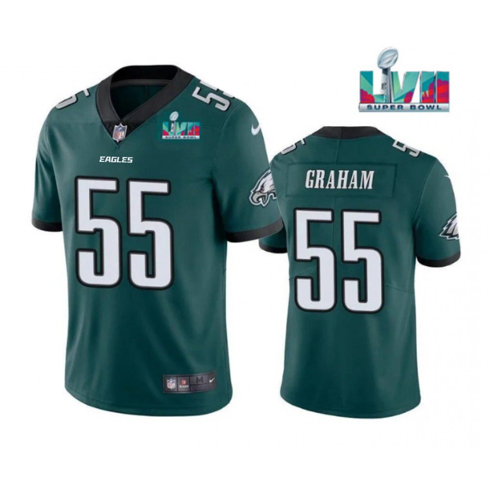 Youth Philadelphia Eagles #55 Brandon Graham Green Super Bowl LVII Patch Vapor Untouchable Limited Stitched Football Jersey 