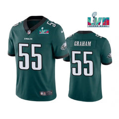 Youth Philadelphia Eagles #55 Brandon Graham Green Super Bowl LVII Patch Vapor Untouchable Limited Stitched Football Jersey 