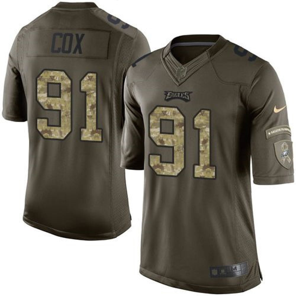 Eagles #91 Fletcher Cox Green Youth Stitched NFL Limited Salute to Service Jersey 