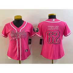 Youth Philadelphia Eagles #62 Jason Kelce Pink Cool Base Stitched Baseball Jersey 
