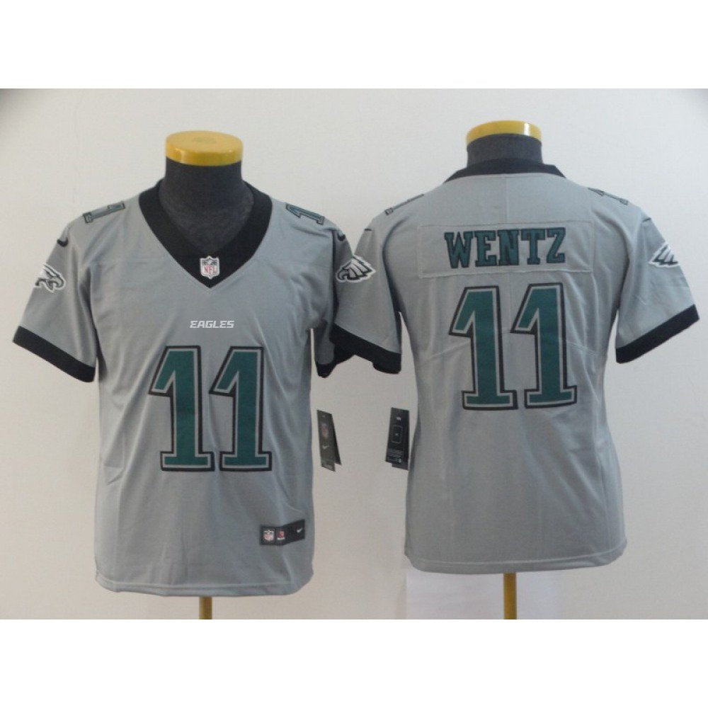 Youth Philadelphia Eagles #11 Carson Wentz Silver Inverted Legend Stitched NFL Jersey 