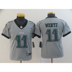 Youth Philadelphia Eagles #11 Carson Wentz Silver Inverted Legend Stitched NFL Jersey 