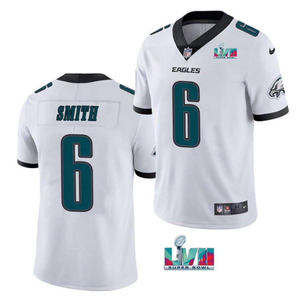 Youth Philadelphia Eagles #6 DeVonta Smith White Super Bowl LVII Patch Vapor Untouchable Limited Stitched Football Jersey 