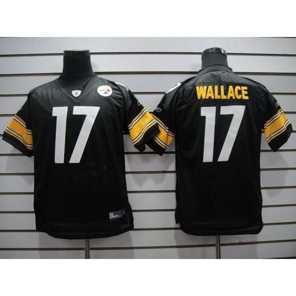 Steelers #17 Mike Wallace Black Color Stitched Youth NFL Jersey 