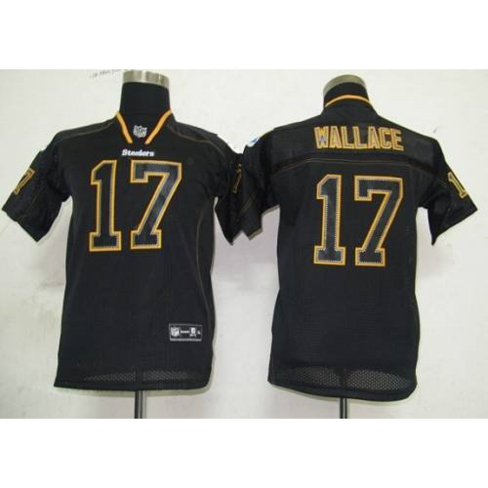 Steelers #17 Mike Wallace Lights Out Black Stitched Youth NFL Jersey 